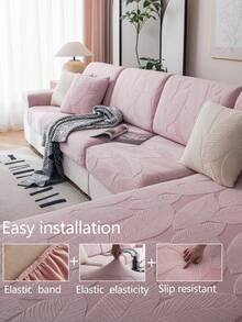 1件装弹力沙发套，防滑、防水、全覆盖、加厚面料、四季通用、可机洗、防尘、宠物友好、家居装饰，适用于L型沙发和1/2/3/4人座沙发，粉色 - 粉色 - 查看 7