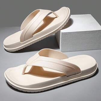 Men's New Fashion Casual Flip Flops, Suitable For Indoor/Outdoor, Swimming Pool, Beach, Non-Slip, Odor-Resistant, Durable, Plus Size, White Wooden Clogs