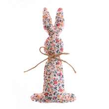 Decoraciones de mesa de Pascua con lindos conejitos de tela con estampado de lunares, flores y cuadros, centros de mesa para decoración de fiestas en casa. - Blanco - Ver 6