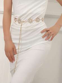 1pc Snowflake Rhinestone Decor Waist Chain, Women Party Accessory, Fashion Waistband For Daily Outfit - Snowflake Diamond - View 10