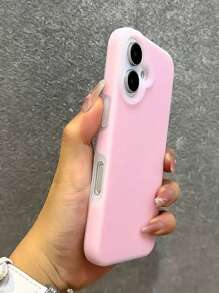 1 pieza Funda de teléfono de jalea rosa compatible con iPhone 16, funda protectora de silicona líquida Dopamina 15 a prueba de golpes y con protección de lente para iPhone 14/13/12