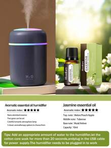 Umidificatore mini colorato, capacità 300ml, alimentazione USB, 3 colori opzionali, con nebbia fredda e luce atmosferica luminosa, 5 tipi di oli essenziali aromatici opzionali. Lo spray per aromaterapia è adatto per auto, camere da letto, soggiorni, scrivanie, umidificatori per auto di piccole dimensioni, regali per l'atmosfera della camera da letto, utilizzato per l'umidificazione quotidiana dell'aria, l'integrazione dell'acqua e la prevenzione dell'essiccamento