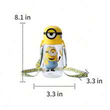 Miniso Minions Themed Cute Design Backpack Strap Plastic Straw Cup 600mL/20.29oz, Portable Daily Use (1 PC)