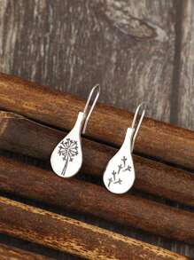 1pair Simple Vintage Frosted Dandelion Earrings