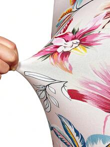 1 szt. Poszewka na poduszkę z nadrukiem z mlecznego jedwabiu na sofę, plaże i święta, wiosna/lato, wielokolorowe kwiaty, na zewnątrz, wysoka elastyczność, pyłoszczelna, odporna na brud, antypoślizgowa, zdejmowana i zmywalna, na patio, do sypialni, gabinetu, na sofę - Wielokolorowe - Zobacz 2