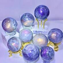 Natural Purple Labradorite Sphere - Spiritual Crystal Stone For Home Decor And Mother's Day Gift - Purple - View 2