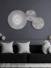 Moderne Eleganz, silberne geometrische Metallwandkunst - wiederverwendbar, stromloses Dekor für Wohnzimmer, Schlafzimmer, Büro und Hotel, TV, Badezimmerwand - 1 Stück - Übersicht 5