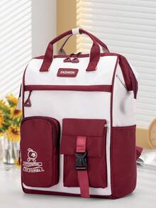 Large Capacity Multi Pocket Embroidered Backpack, Unisex Casual School Bag - Multicolor - View 4