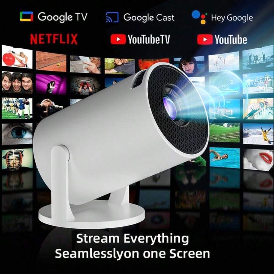 4k Projector,Portable Home Movie Projector,New Mini High Definition Projector, Compatible With USB/AV/IOS/Android, Table Mount, 3D-Ready, Without Battery, Suitable For Home Theaters/Friend Gatherings/Outdoors.