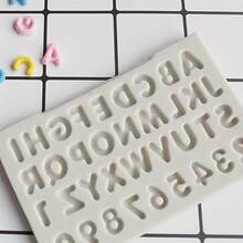 1 件硅胶字母和数字模具，用于香薰蜡烛、DIY 工艺制作工具、装饰铸造硅胶模具 - 灰色 - 查看 3