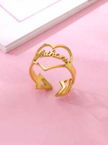 1Pc Anel de nome em forma de coração personalizado, anel de nome personalizado, anel de coração, acessórios de moda para noivado e casamento, presentes de dia dos namorados