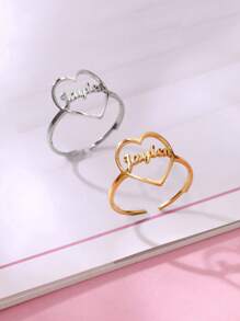 1Pc Anel de nome em forma de coração personalizado, anel de nome personalizado, anel de coração, acessórios de moda para noivado e casamento, presentes de dia dos namorados