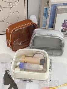 Large Capacity Translucent Make Up Bag Waterproof PU Leather Travel Toiletry Bag Pratical Cosmetics Storage Bag With Zipper Outdoor Travel Cosmetic Bag Portable Women's Clutch Pouch Storage Bag For Travel Essentials Organizer, Makeup Tools Organizer, Towel Organizer, Daily Organizer, Dorm Organizer, Beach Vacation, Jewelry Organizer, Lip Oil Organizer, Nail Polish Organizer, Cosmetics And Skincare Organizer - Multicolor - View 10