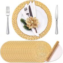 6pcs Table Runners 28*275cm + 36pcs Placemats 33cm, Table Runner And Placemat Set, Suitable For Party Decoration
