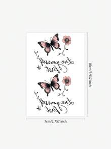 1 pieza Pegatina de tatuaje temporal de hierbas con temática de mariposas y flores en estilo romántico y colorido, impermeable y a prueba de sudor, estilo minimalista Y2K adecuado para mujeres en manos, dedos, palma y brazos