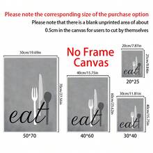 三件套木框厨房墙画，“吃喝玩乐”主题，灰、黑、白单色现代帆布海报设计，防水，是卧室、客厅、家居、宿舍的理想礼物或装饰品，西式风格，现代家居装饰，帆布墙画或厨房装饰 - 3pcs - 查看 3