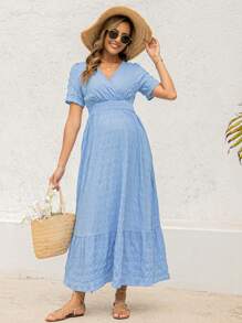 weisilong Maternity Women Summer & Spring High Waist Pregnant Ruffle Tiered Pregnant Dress For Baby Shower