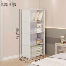 Easy Assembly Office Bookshelf, Simple Multi-Layer Home Clothes Storage Cabinet, Multi-Functional Classroom Miscellaneous Storage Cabinet, Small Dust-Proof Wardrobe Storage Rack For Rental Bedroom - White - View 5