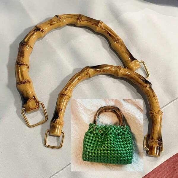 1pc Handmade Bamboo Knot Handle For DIY Bags Bamboo Knot Handbag Handle With Resin Hanging Loop Beach Accessories Daisy