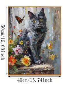 1 Set Black Cat Paint By Numbers DIY Oil Painting Kit, Frameless, Suitable For Living Room And Bedroom Decor, Unleash Creativity, No Drawing Skill Required, Beautiful Artwork, Perfect Gift For Holidays And Birthdays, 40*50CM