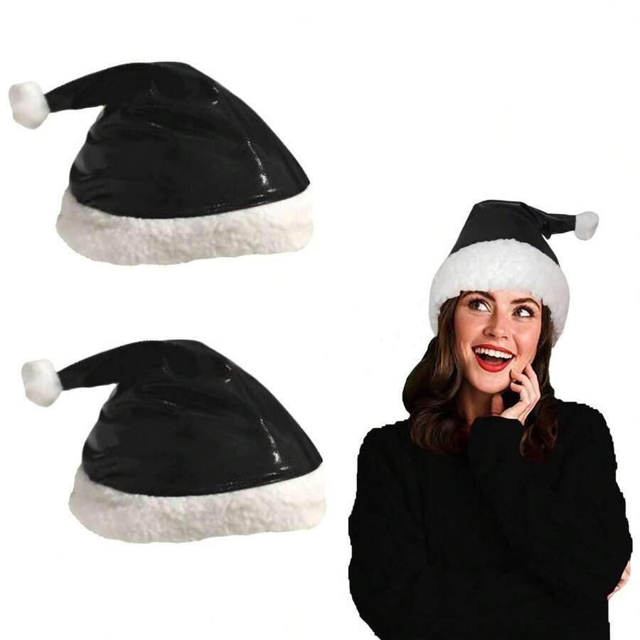 Gorro Santa Claus Navideño Metálicos 2pz - Negro - Ver 1