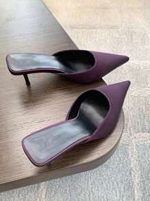 Mules deslizantes de satén, zapatos de tacón alto de moda para mujer, uso versátil en el hogar/exterior