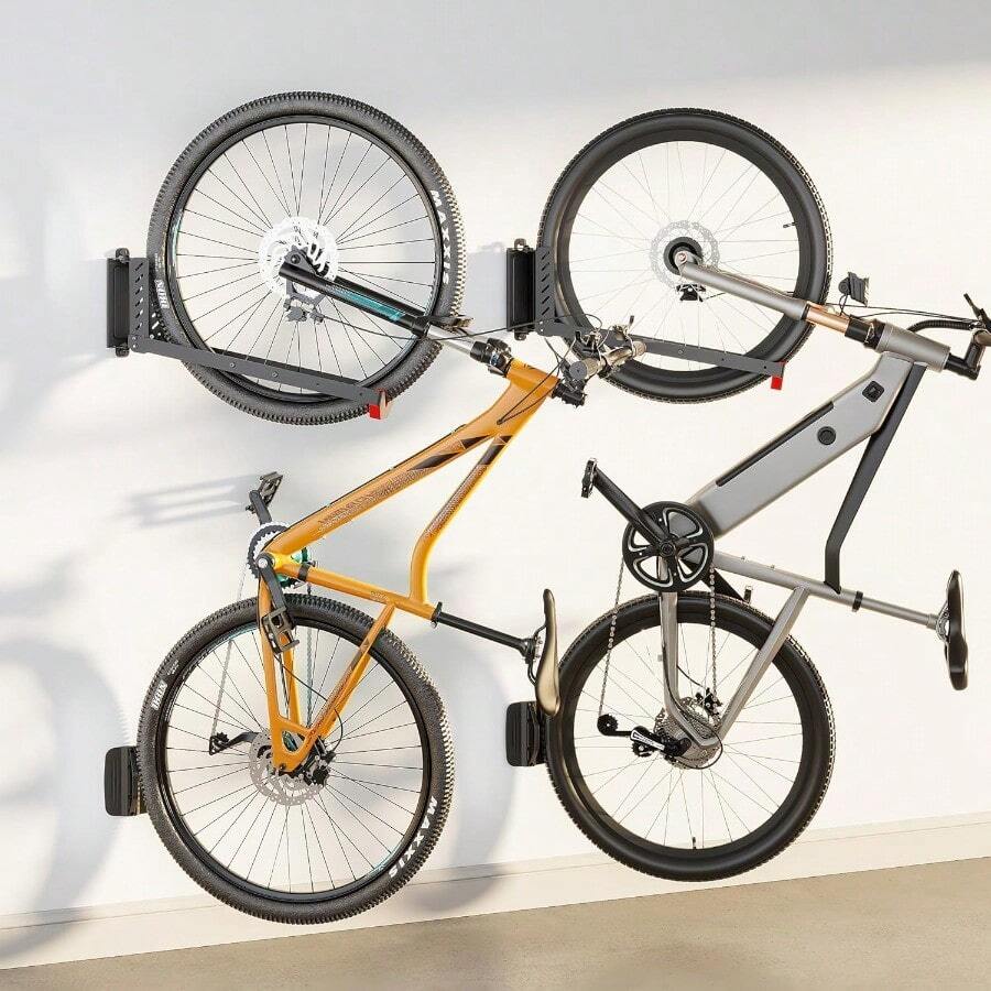 monTEK Schwenkbare Fahrrad Wandhalterung Fahrradhalterung Wand ohne schweres Heben platzsparender Fahrradständer für die Garage einfaches Einhängen und Aushängen kann bis zu 35 kg halten 2 Stück - 2Stück - Übersicht 1