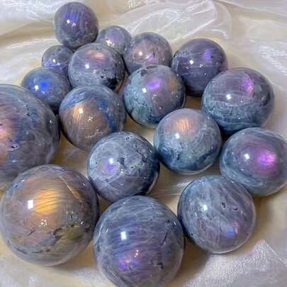 Natural Purple Labradorite Sphere - Spiritual Crystal Stone For Home Decor And Mother's Day Gift