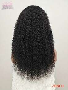 Peluca CurlyMe de cabello crespo y sin pegamento, con microcapucha 9x6, encaje transparente con nudos diminutos, cabello predecolorado, 180% de densidad, longitud de 16-28 pulgadas, con encaje frontal precortado y preaclarado, color natural para mujeres - SNatural - Ver 15
