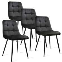OYAJIA Set Of 4 Suede Kitchen Chairs With Metal Legs For Living Room Dining Room, Black - Black - View 10