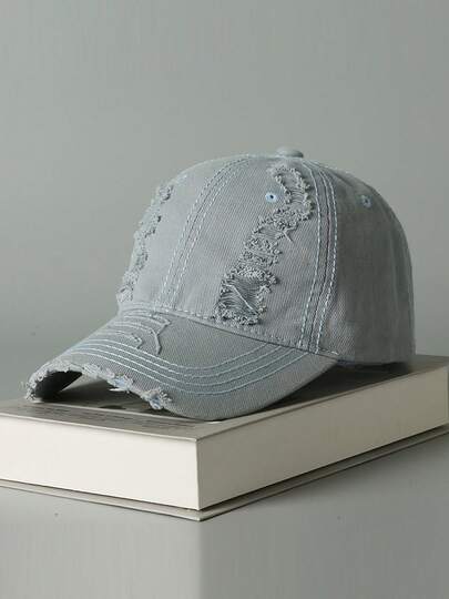 1pc Distressed Solid Color Baseball Cap, Versatile Summer Hat For Women, Vintage Washed Unisex Casual Snapback