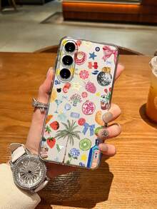 1 件水果、棕榈树和鸡尾酒图案 TPU 透明轻质手机壳，兼容 Apple 17 Pro Max/17 Air/17 Pro/17/16 Pro Max/16 Plus/16 Pro/16/16e、S25/S24 FE/S24 Ultra/S25 Edge、Galaxy A36 A56 A26 A32、Pixel P20/P30/P40、Redmi 和其他 Android 手机，是送给亲戚、爱人、朋友的绝佳礼物 - 無色 - 查看 2