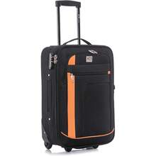 Luggage Suitcase Large Expandable Soft Shell Durable Lightweight Hold Check In Trolley Case With 2 Wheels & Built-In 3 Digit Combination Lock (Black/Orange, 120 Liters) - Black/Orange - View 1