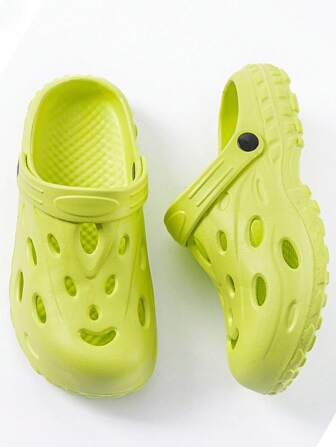 Women's Green EVA Perforated Sandals, Non-Slip, Wear-Resistant, 2-In-1 Structure Suitable For Indoor And Outdoor Wear, Spring/Summer