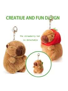 Soft Capybara Plush Keychain Toy Realistic Cute Capybara Stuffed Animals Toy Capybara Plushie, Pendant For Backpack Handbag Birthday Gift,Stuffed Toy,Pink Capybara,Party Favors For Kids, Birthday Decoration