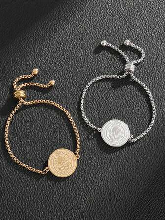 1 件男女通用不锈钢牧师手链，时尚奢华幸运护身符珠宝礼物