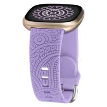 Banda compatible con Fitbit Versa 4/Versa 3/Sense 2/Sense. Correa de reemplazo suave con patrón floral lindo y elegante grabado para Versa, Sense/Sense 2/Versa 4/3 Smartwatch