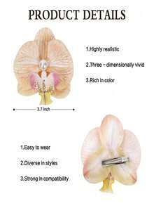 1pc/3Pcs Hawaiian Flower Hair Clip For Women Butterfly Orchid Hair Barrettes Flower Hair Clips With Faux Pearl Summer Artificial Flowers Hair Clips For Beach, Bridal Hair Accessories Claw Clips, School Stuff, Hair Piece - Multicolor - View 4