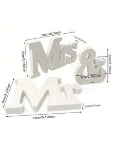 3-częściowy zestaw drewnianych znaków Mr And Mrs, wykonany z drewna, nie wymaga prądu, idealny na wesela, wieczory panieńskie, walentynki i uroczystości z dekoracjami stołu i rekwizytami do zdjęć