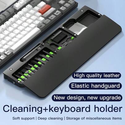 Desk Organizer Box, Mechanical Keyboard Wrist Rest Pad, Mouse Wrist Pad, Hand Palm Rest, Office Typing Wrist Support, Includes Cleaning Kit - Keyboard Brush, Earphone Cleaning Pen, Earphone