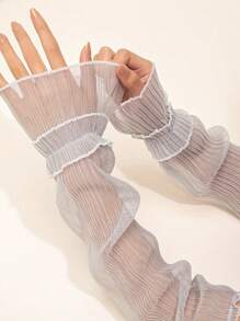 Ruffled Lace Sun Protection Arm Sleeves, Elegant Breathable UV Protection Loose Arm Warmers