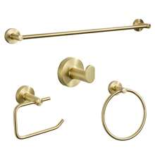 Brushed Gold Bathroom Accessories Set Hardware Kit Wall Mount Hand Towel Bar Rack Toilet Roll Paper Holder Robe Hook Hanger