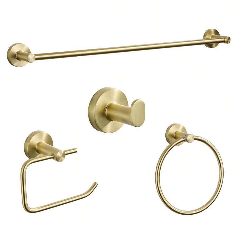 Brushed Gold Bathroom Accessories Set Hardware Kit Wall Mount Hand Towel Bar Rack Toilet Roll Paper Holder Robe Hook Hanger