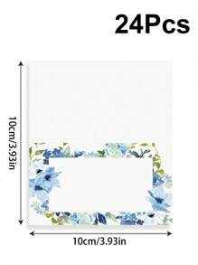 24pcs Floral Pink & Green Themed Foldable Wedding Place Cards, Suitable For Wedding Reception, Party, Birthday, Can Be Written On