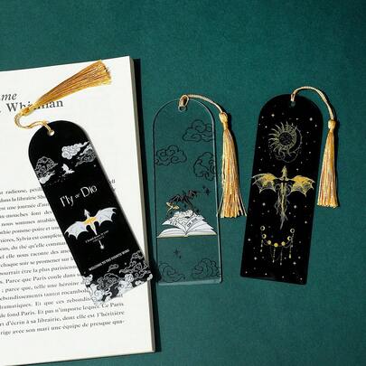 1pc Acrylic Bookmark Featuring Tairn & Andarna Dragons From The ACOTAR Series, Tasseled Accessory, Reading Marker, Perfect Birthday Gift For Book Lovers, Ideal For Novel Fans, Reading Day And Back To School