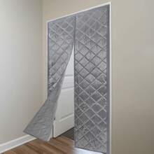 YUNRUX Cortina de puerta con aislamiento térmico magnético de 2,1 m, protección contra el frío, impermeable, color gris