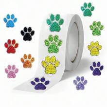 500Pcs Paw Print Stickers Pet Stickers Colourful Stickers Dog Stickers Puppy Stickers Aesthetic Stickers Sticker Roll Vinyl Waterproof Stickers For Water Bottle,Computer,Laptop,Phone,Luggage,Notebook,Fridge