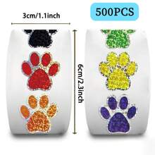 500Pcs Paw Print Stickers Pet Stickers Colourful Stickers Dog Stickers Puppy Stickers Aesthetic Stickers Sticker Roll Vinyl Waterproof Stickers For Water Bottle,Computer,Laptop,Phone,Luggage,Notebook,Fridge