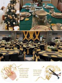 Goldfarbener Tischläufer, paillettenverzierter glitzernder Metallfolientisch-Läufer, goldene Tischdekoration für Tischsets, Hochzeitsdekoration, Veranstaltungen, Geburtstagsfeste, Weihnachten, Blumensträuße, Geschenkverpackungen