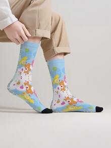 1 Pair Care Bears Themed Women Socks, Featuring Bear, Good Luck Bear, Wish Bear, And Heart-Shaped Happy Bear Designs, Suitable For Daily Wear, Holidays, Birthdays, And Gifts - Multicolor - View 4